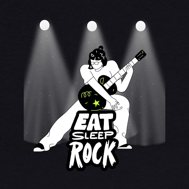 Rock & Roll . Eat Sleep Rock by All on Black by Miron